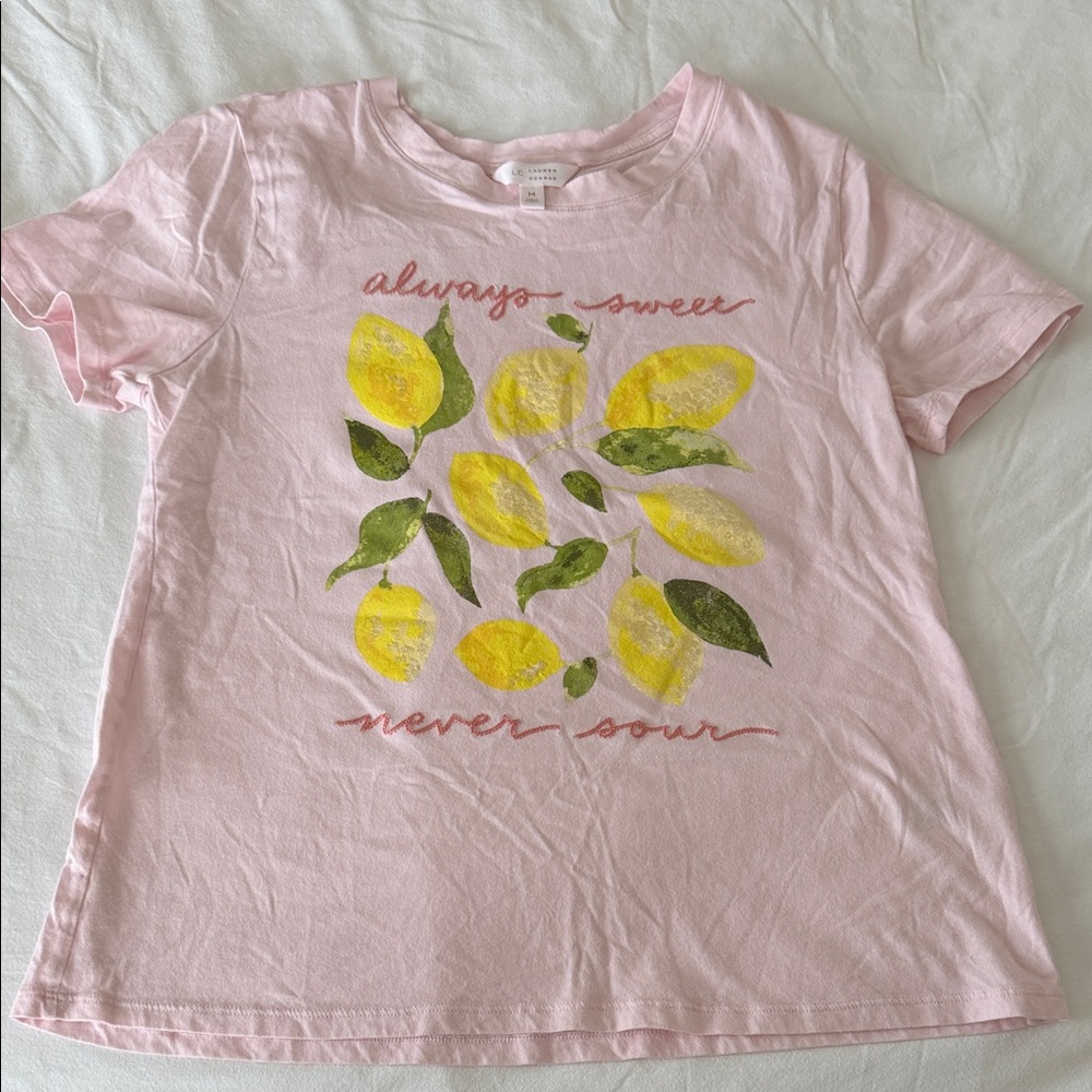 LC Lauren Conrad Pink Lemon Graphic Tee